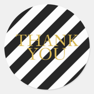 Striped gold thank you stickers