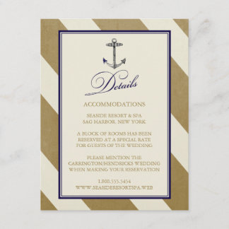 Striped Gold with Navy Anchor Enclosure Card