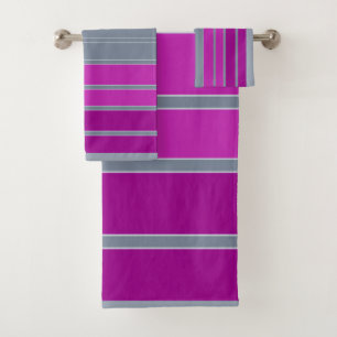 Striped gray purple fashion pattern bath towel set