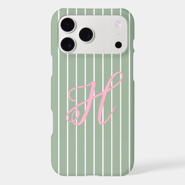 Striped Green and White Pink Letter (Back)