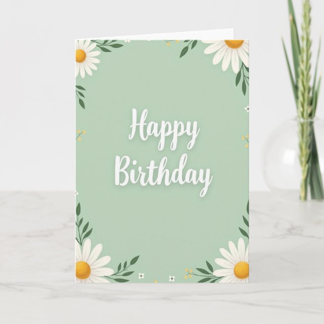 Striped Green Daisy Card (Front)