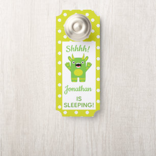 Striped Green Monster Shhh! Baby Is Sleeping Door Hanger