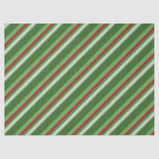 Striped Green, Red and White Christmas   Tissue Paper