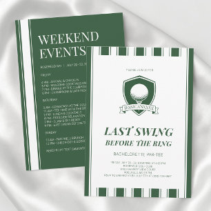 Striped Green White Last Swing Golf Bachelor Party Invitation