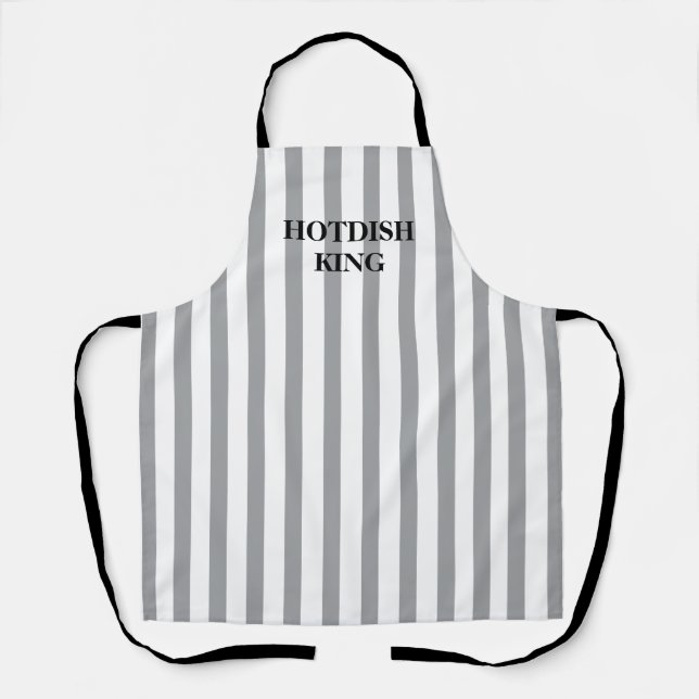 Striped Grey Hotdish King All-Over Print Apron (Front)