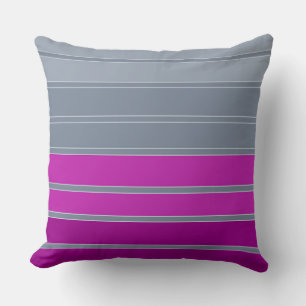 Striped grey purple fashion pattern cushion