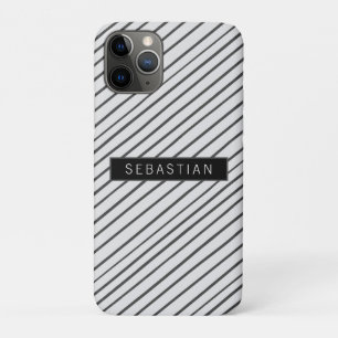 Striped Grey White Pattern Personalised Case-Mate iPhone Case