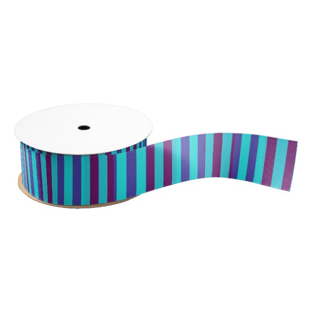 Striped Grosgrain Ribbon:Blue,Pink,Purple Stripes Ribbon (Spool)