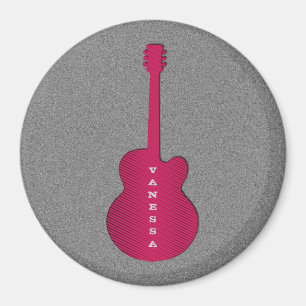 Striped Guitar Magnet, Hot Pink Magnet