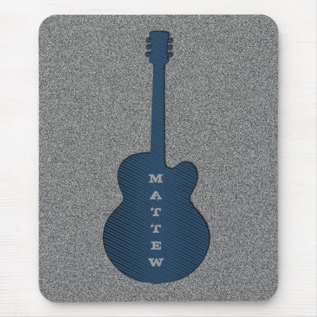 Striped Guitar Mousepad, Blue Mouse Pad (Front)