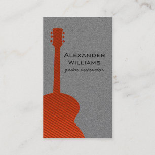 Striped Guitar Music Business Card, Orange Card