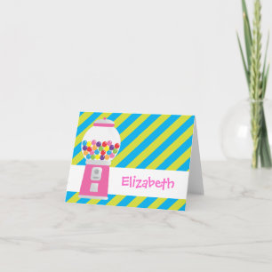 Striped Gumball Machine Personalised Notecard