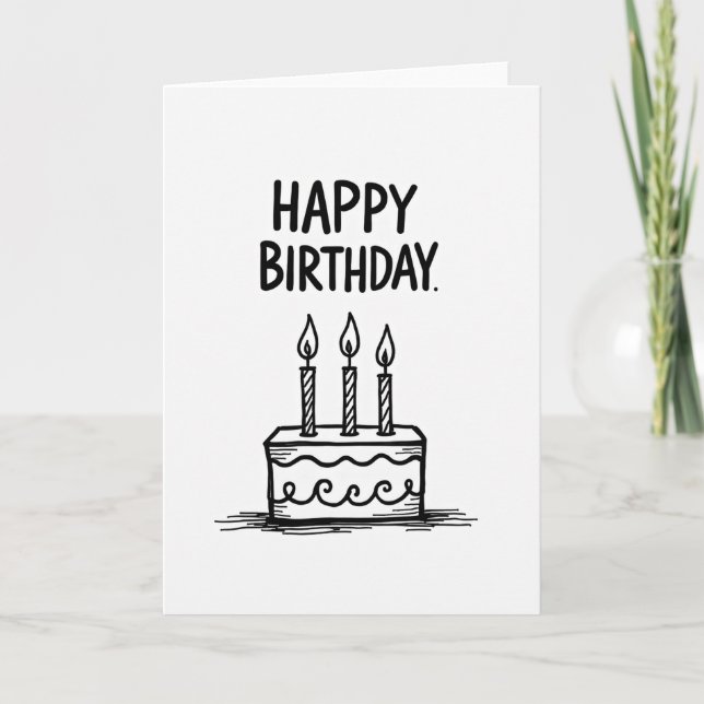 Striped Hand Drawn Cake Card (Front)