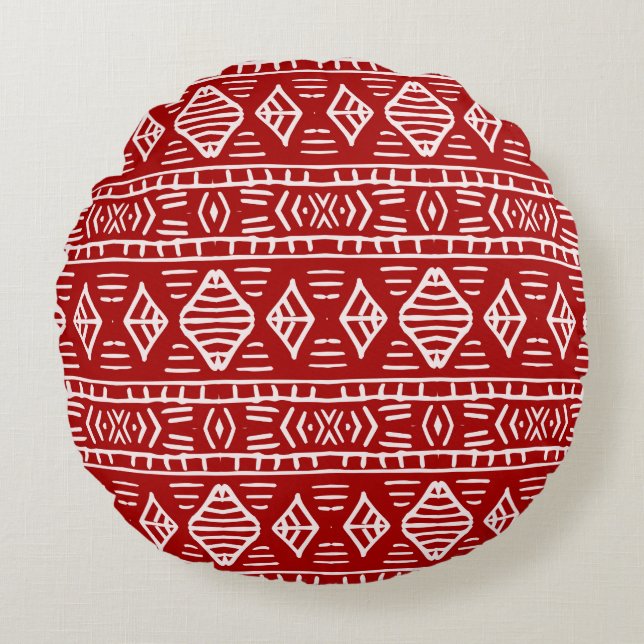 Striped hand painted seamless pattern with ethnic  round cushion (Front)