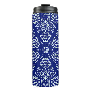 Striped hand painted seamless pattern with ethnic thermal tumbler