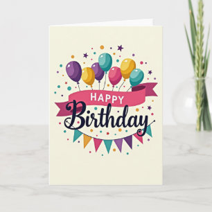 Striped Happy Birthday Balloon Card