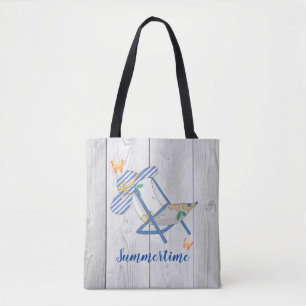 Striped Hat and Summertime Tote Bag