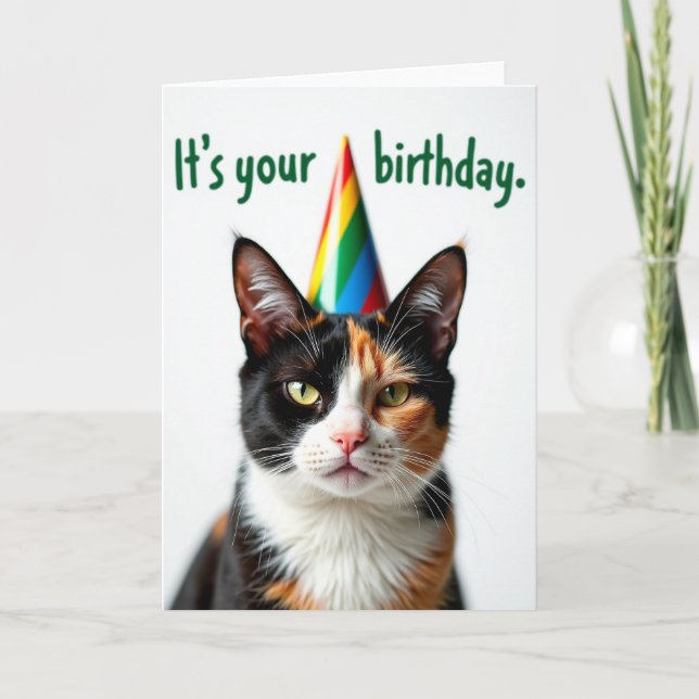 Striped Hat Feline Card (Front)