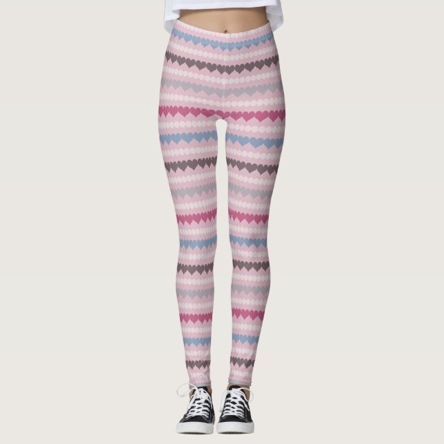 Striped Heart and Circle Pattern Leggings (Front)