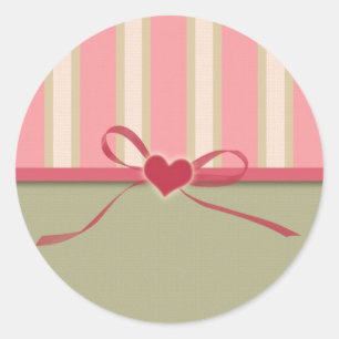 Striped Heart and Ribbon Valentine’s Day Sticker
