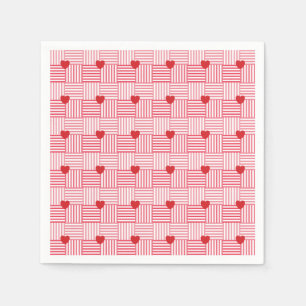 Striped Hearts Patchwork Pattern Napkin