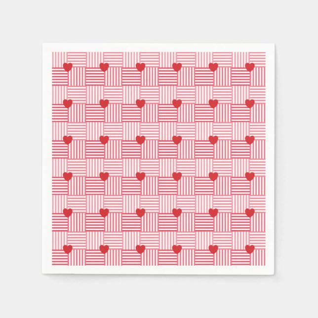 Striped Hearts Patchwork Pattern  Napkin (Front)
