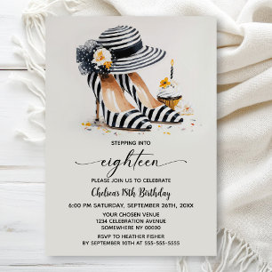 Striped High Heel Shoes 18th Birthday Invitation