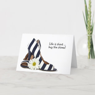 striped high heels with daisy birthday card