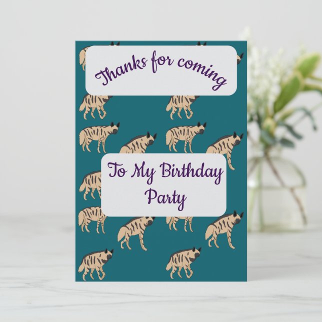 Striped Hyenas Thank you Card (Standing Front)