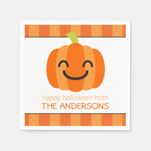 Striped Jack o Lantern Personalised Party Napkins