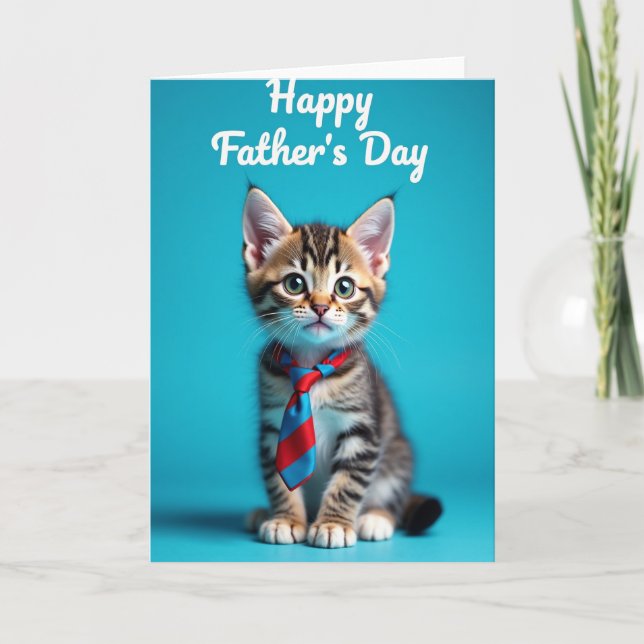 Striped Kitten Fathers Day Card (Front)