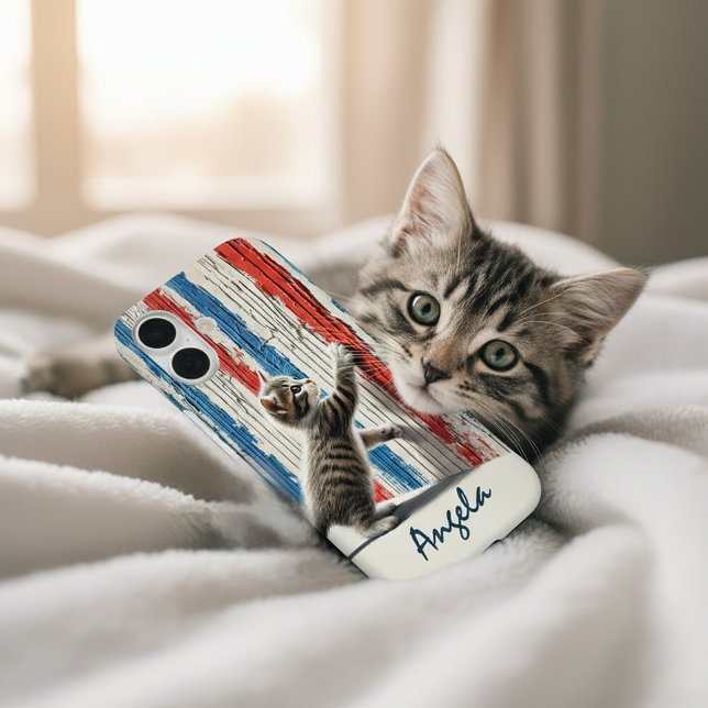 Striped Kitten, Striped Wall Case-Mate iPhone Case (Creator Uploaded)