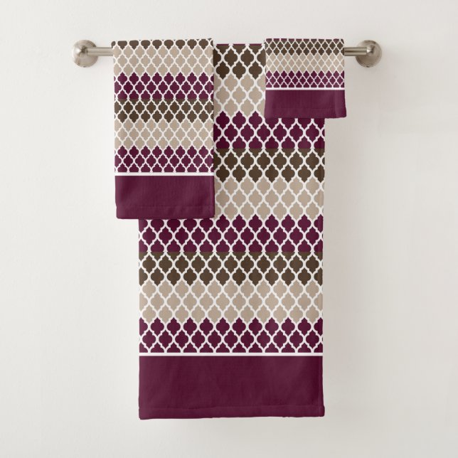 Striped lace pattern bath towel set (Insitu)
