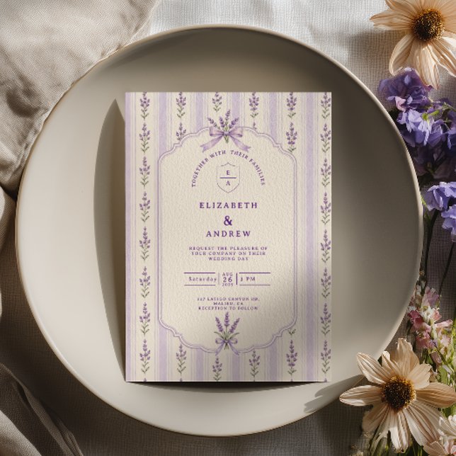 Striped Lavender Wedding Invitation (Creator Uploaded)