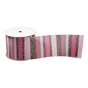Striped Leopard and Pink Satin Ribbon