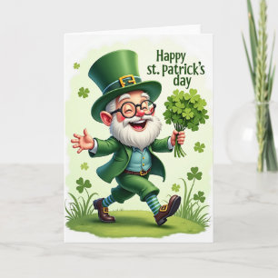 Striped Leprechaun Holiday Card