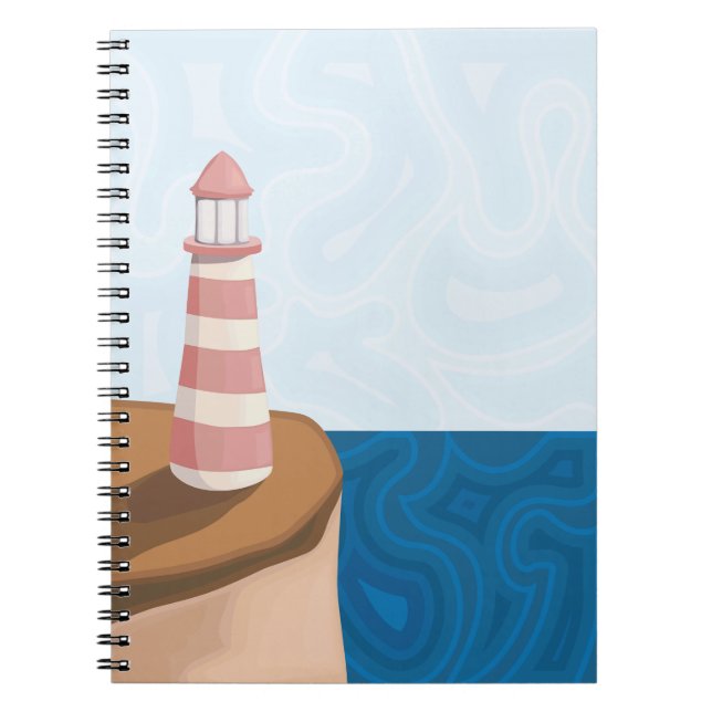Striped Lighthouse Landscape Notebook (Front)