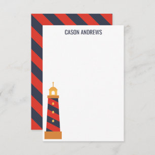 Striped Lighthouse Personalised Note Cards