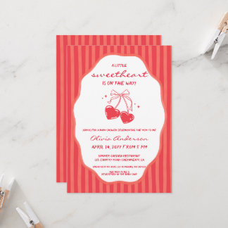 Striped Little Sweetheart Baby Shower Invitation