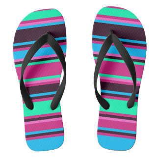 Striped Magenta, Blue, & Teal Unisex Flip Flops