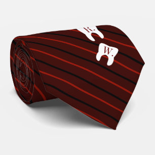 Striped Maroon Dentistry Initialised Teeth Tie