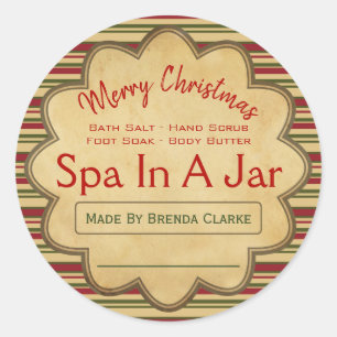 Striped Merry Christmas Spa In A Jar Labels Ideas