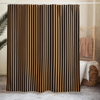 Striped Minimalist Black  Shower Curtain