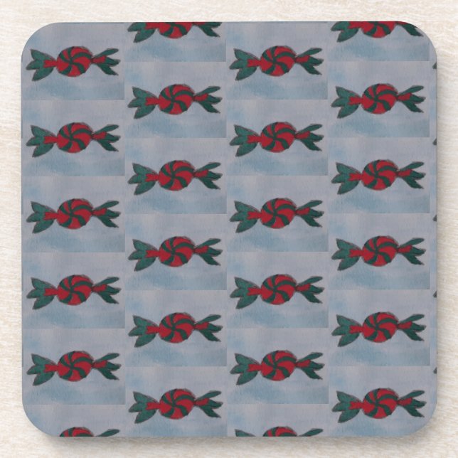 Striped Mint Candies Coaster (Front)