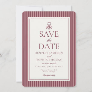 Striped Mocha Brown Espresso Save the Date Invitation