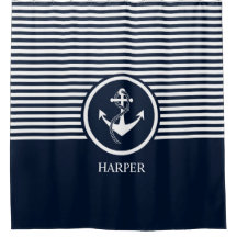 Striped, Modern, Nautical, Elegant, Monogram,