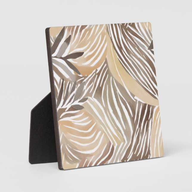 Striped Modern Neutral Beige Simple Plaque (Front)