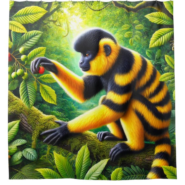 Striped Monkey Shower Curtain (Front)