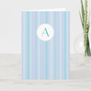 Striped Monogram - Blue & Lilac Note Card