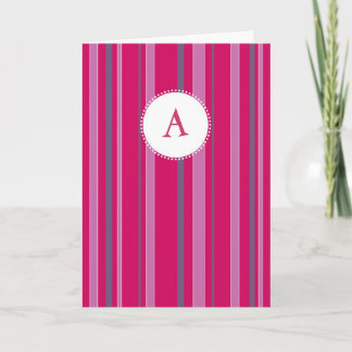 Striped Monogram - Fuschia & Purple Note Card